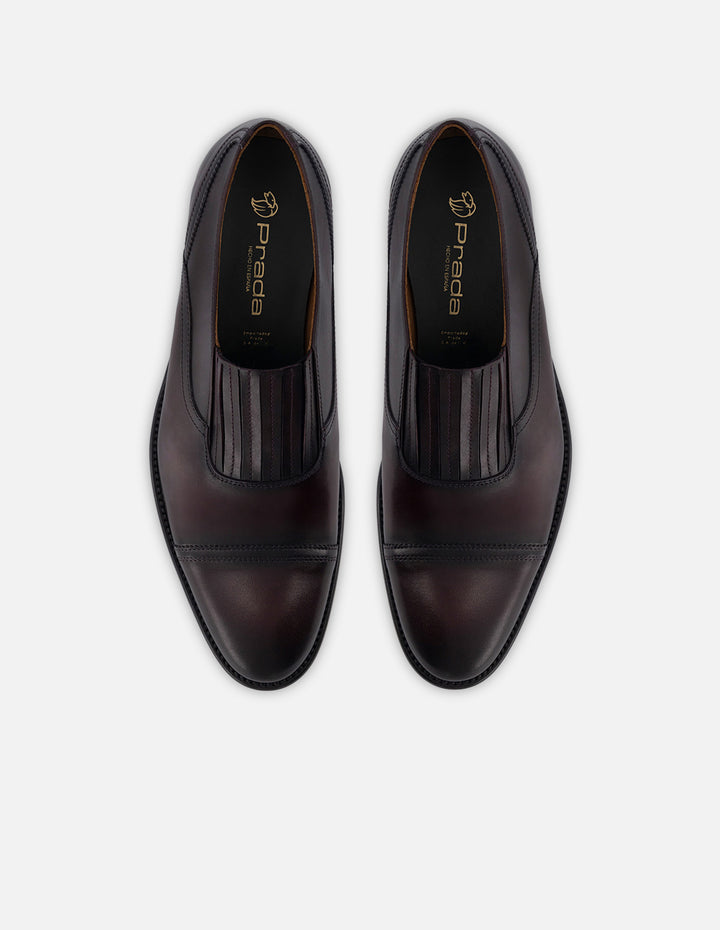 Mocasín slip on de piel color vino  hombre