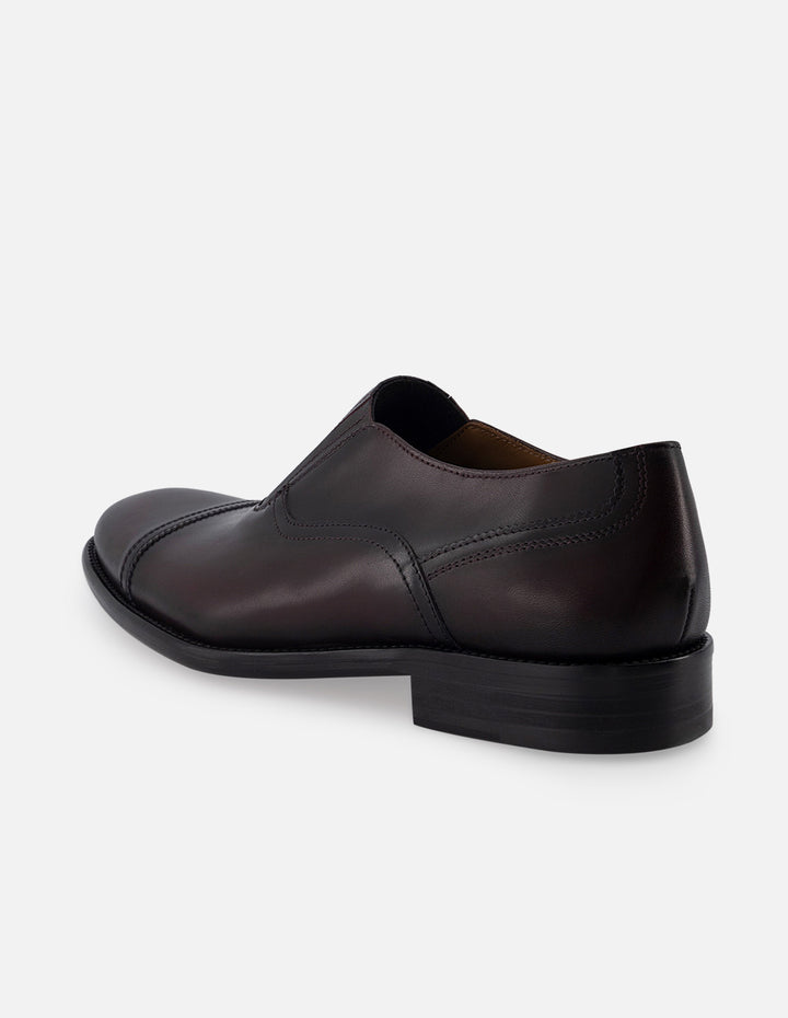 Mocasín slip on de piel color vino  hombre