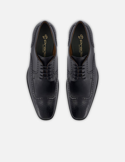 Blucher de piel color negro con picado María para hombre