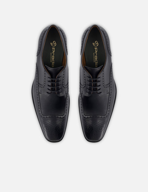 Blucher de piel color negro con picado María para hombre