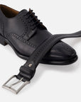 Blucher de piel color negro con picado María para hombre