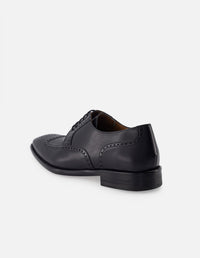 Blucher de piel color negro con picado María para hombre