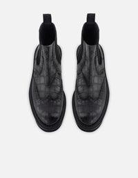 BotÍn chelsea de piel color negro con grabado tipo coco  para hombre