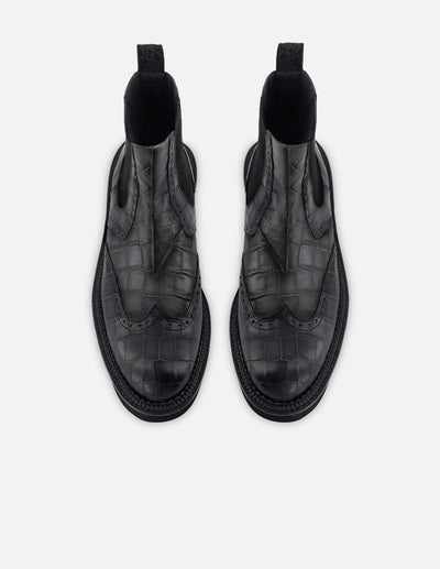 BotÍn chelsea de piel color negro con grabado tipo coco  para hombre