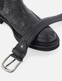 BotÍn chelsea de piel color negro con grabado tipo coco  para hombre