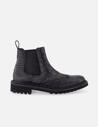 BotÍn chelsea de piel color negro con grabado tipo coco  para hombre