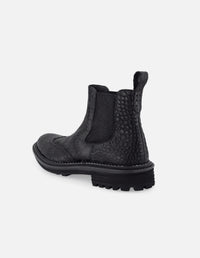 BotÍn chelsea de piel color negro con grabado tipo coco  para hombre