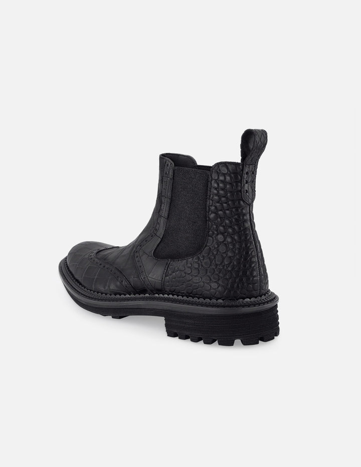 BotÍn chelsea de piel color negro con grabado tipo coco  para hombre