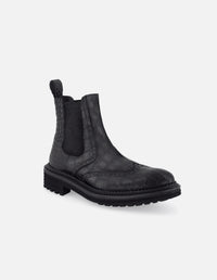 BotÍn chelsea de piel color negro con grabado tipo coco  para hombre