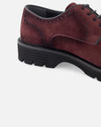 Blucher en piel ante color vino oscurecida con aerografo para hombre