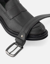 Cinturón en piel napa color verde  con detalles de ensombrecido para hombre