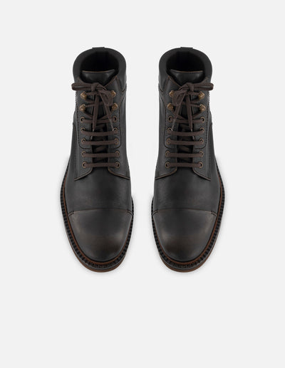Botin de cordones en piel napa color marron para hombre