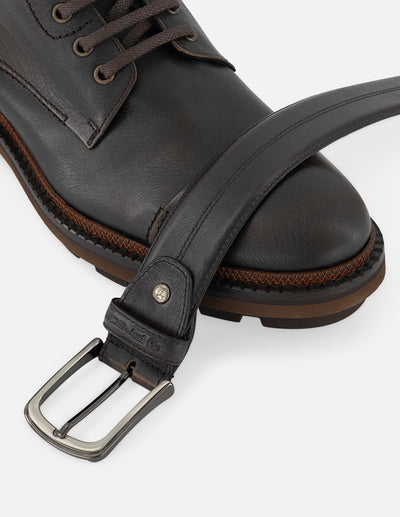 Botin de cordones en piel napa color marron para hombre