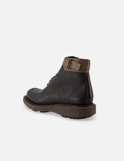 Botin de cordones en piel napa color kaki con detalles de ensombrecidos para hombre