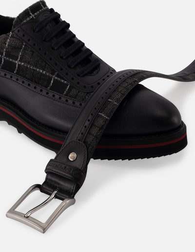 Blucher en piel napa y textil color negro para hombre