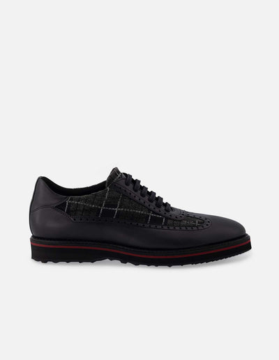Blucher en piel napa y textil color negro para hombre
