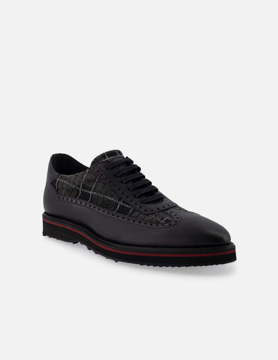 Blucher en piel napa y textil color negro para hombre