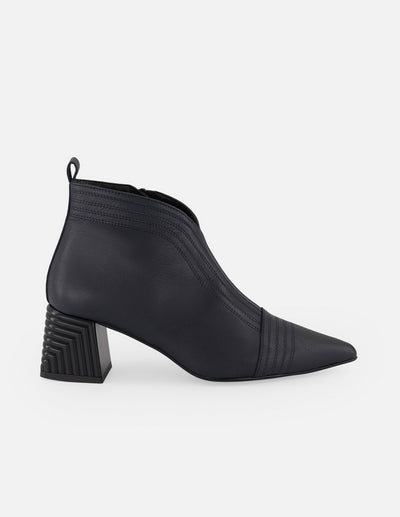 Botines azul piel para mujer con tacón geométrico