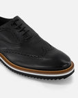 Oxford en piel napa color negro con picado María para hombre