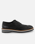 Oxford en piel napa color negro con picado María para hombre