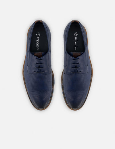 Blucher en piel napa picada color azul marino para hombre