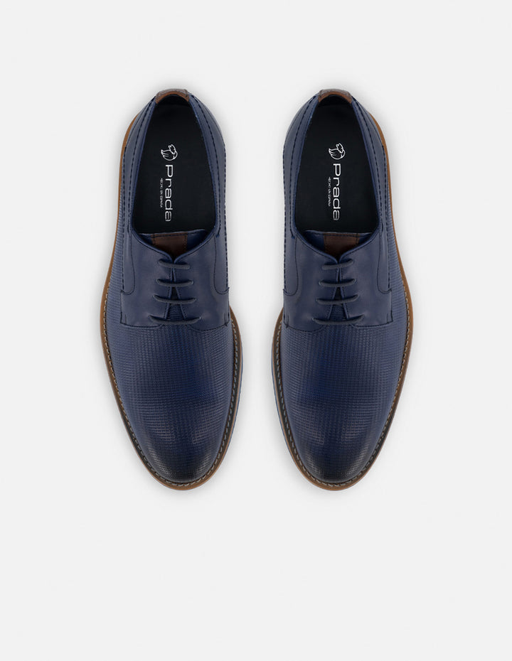 Blucher en piel napa picada color azul marino para hombre