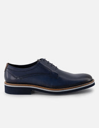 Blucher en piel napa picada color azul marino para hombre