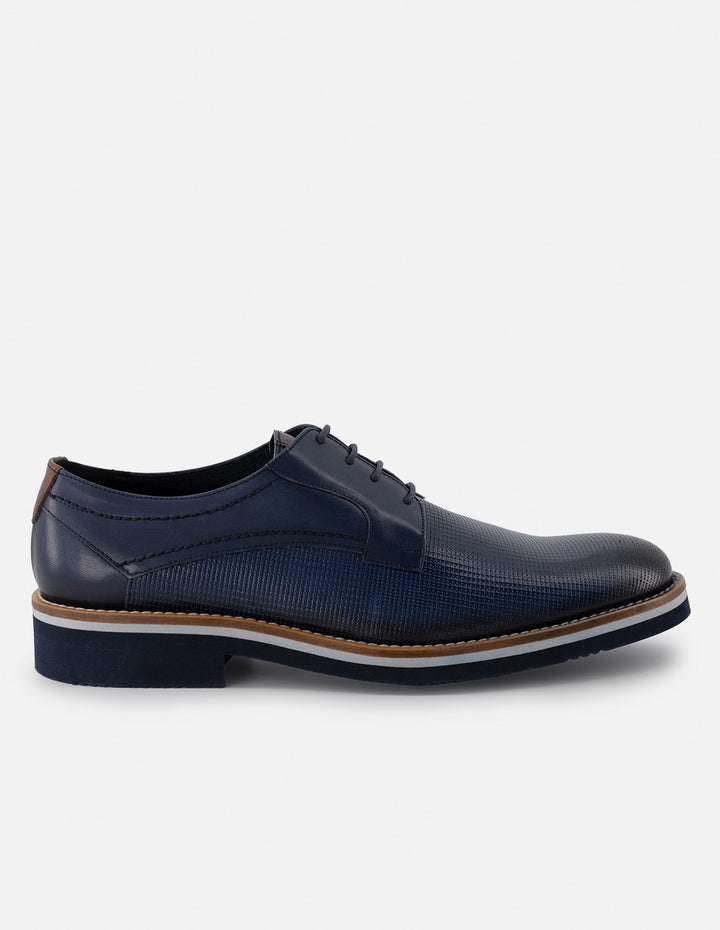 Blucher en piel napa picada color azul marino para hombre
