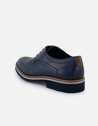 Blucher en piel napa picada color azul marino para hombre