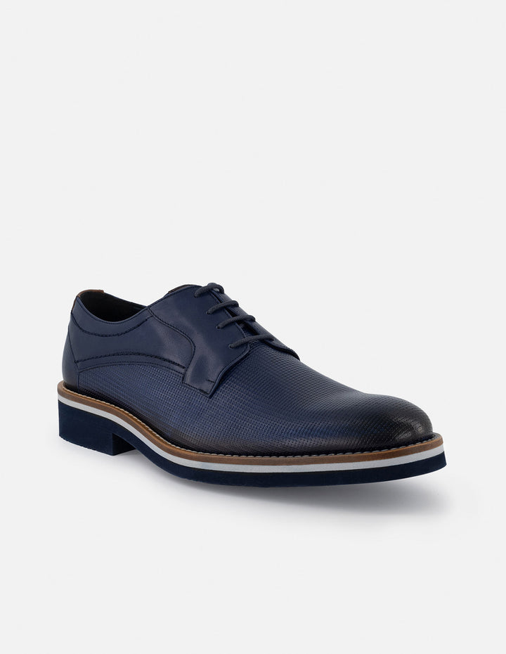 Blucher en piel napa picada color azul marino para hombre