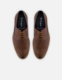 Blucher en piel napa picada color cuero para hombre