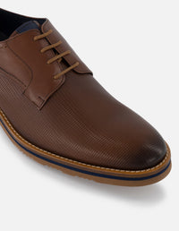 Blucher en piel napa picada color cuero para hombre