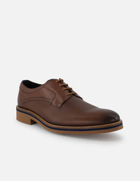 Blucher en piel napa picada color cuero para hombre