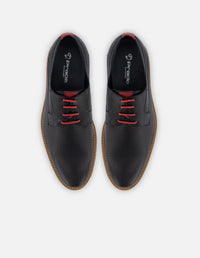 Blucher en piel napa picada color negro para hombre