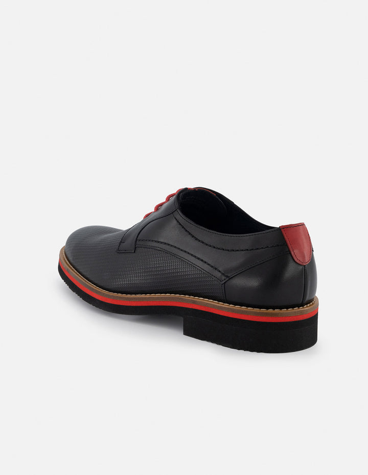 Blucher en piel napa picada color negro para hombre