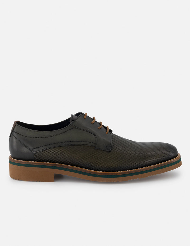 Blucher en piel napa picada color verde para hombre