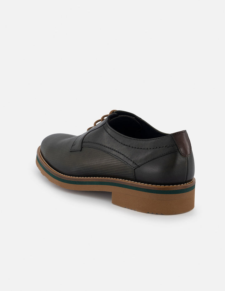 Blucher en piel napa picada color verde para hombre
