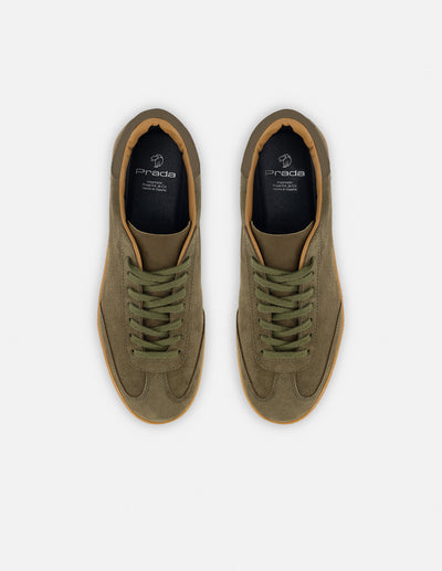 Tenis  en piel ante color caqui para hombre