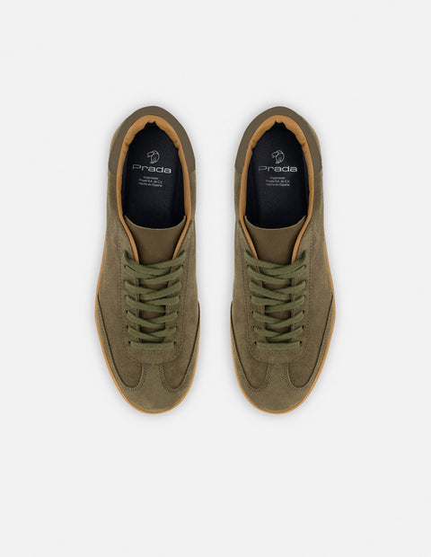 Tenis  en piel ante color caqui para hombre