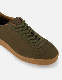 Tenis  en piel ante color caqui para hombre