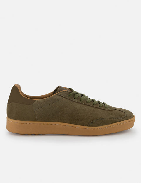 Tenis  en piel ante color caqui para hombre