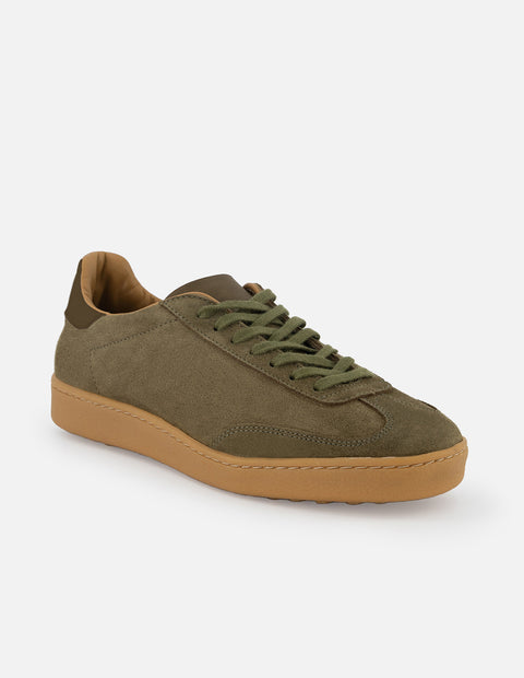 Tenis  en piel ante color caqui para hombre