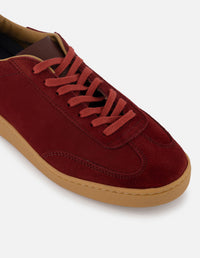 Tenis  en piel ante color rojo para hombre