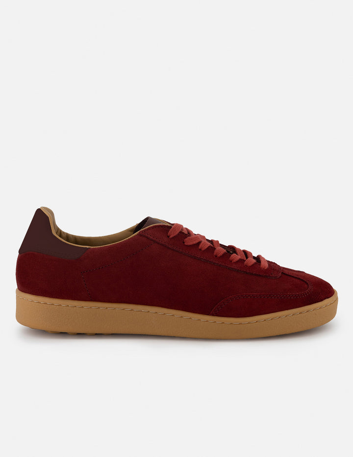 Tenis  en piel ante color rojo para hombre