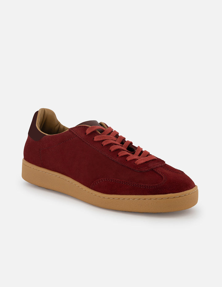 Tenis  en piel ante color rojo para hombre