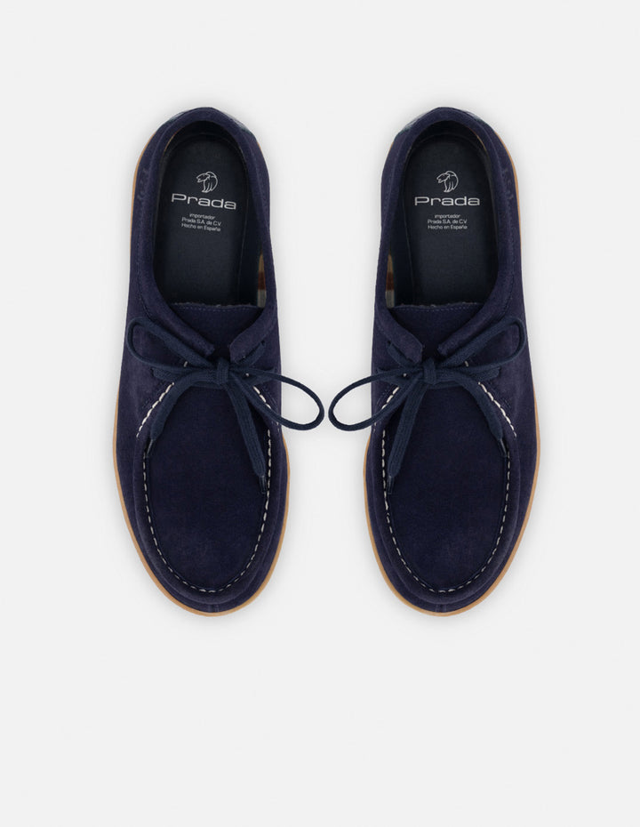 Wallabee en piel ante color azul marino para hombre