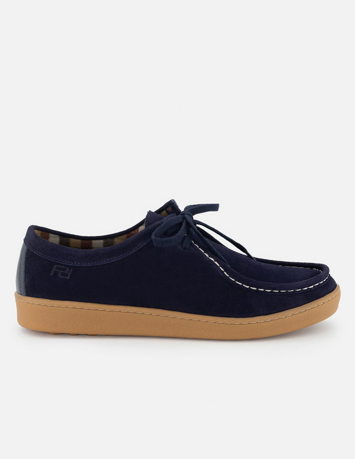 Wallabee en piel ante color azul marino para hombre