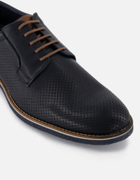 Blucher en piel napa picada color azul marino para hombre