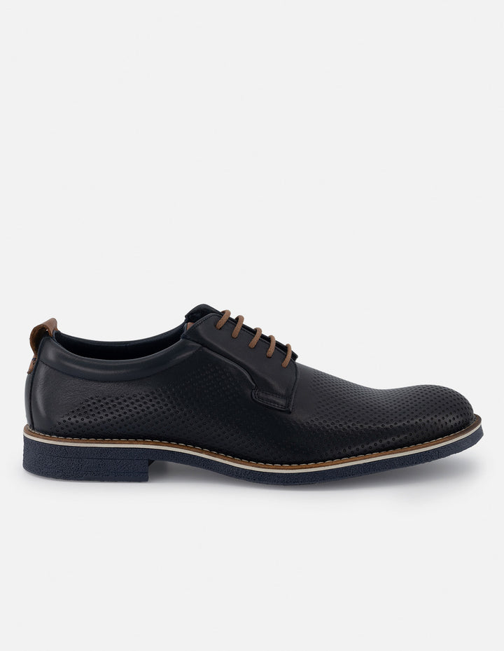 Blucher en piel napa picada color azul marino para hombre