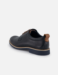 Blucher en piel napa picada color azul marino para hombre